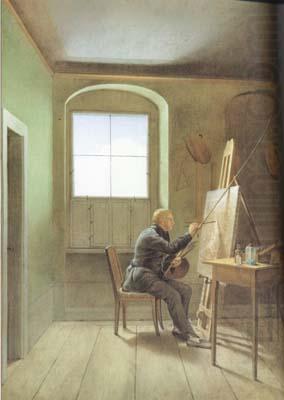 Friedrich Painting in his Studio (mk10), Georg Friedrich Kersting